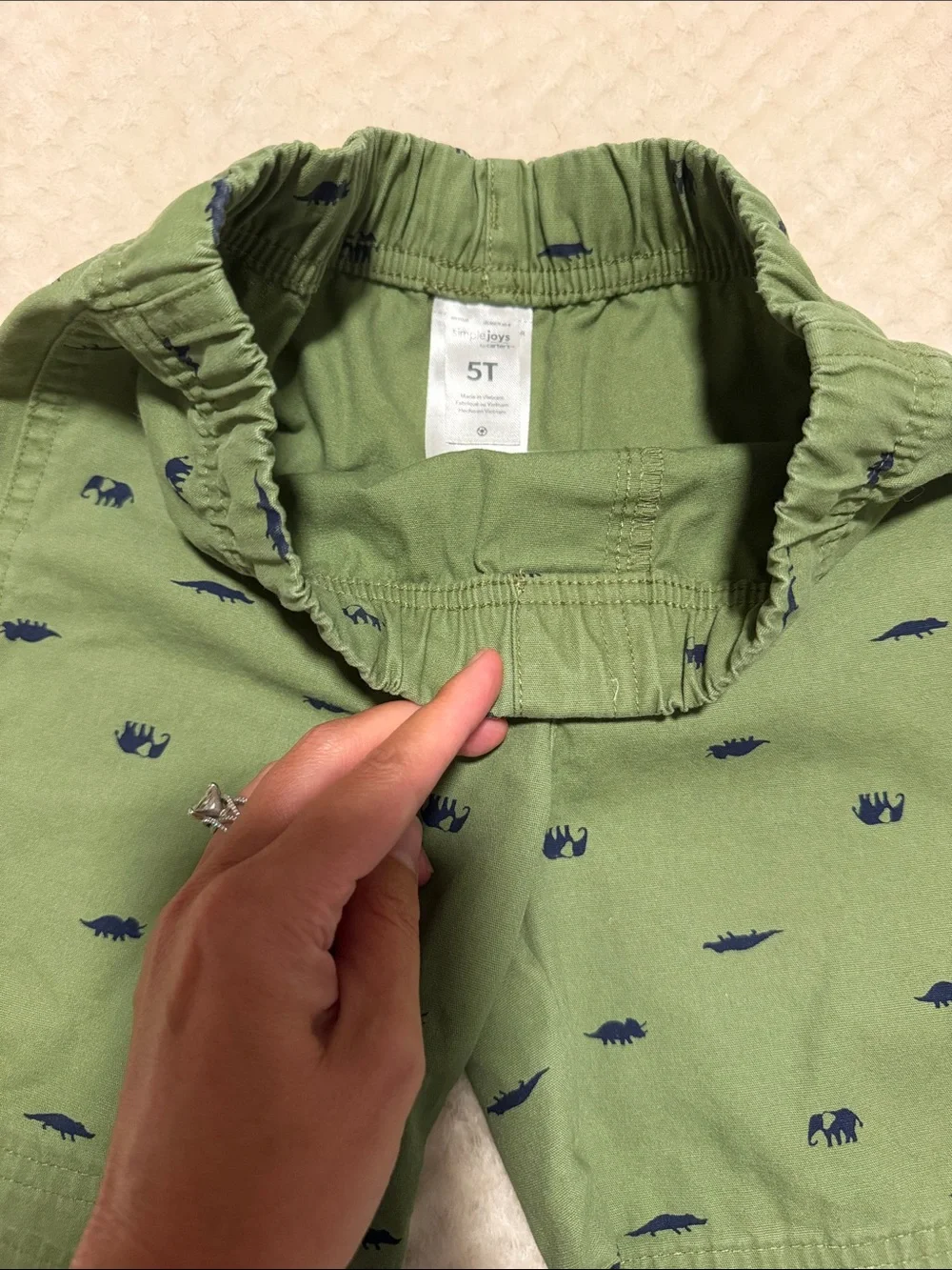 Carter's Olive Green Shorts with Navy Animal Prints